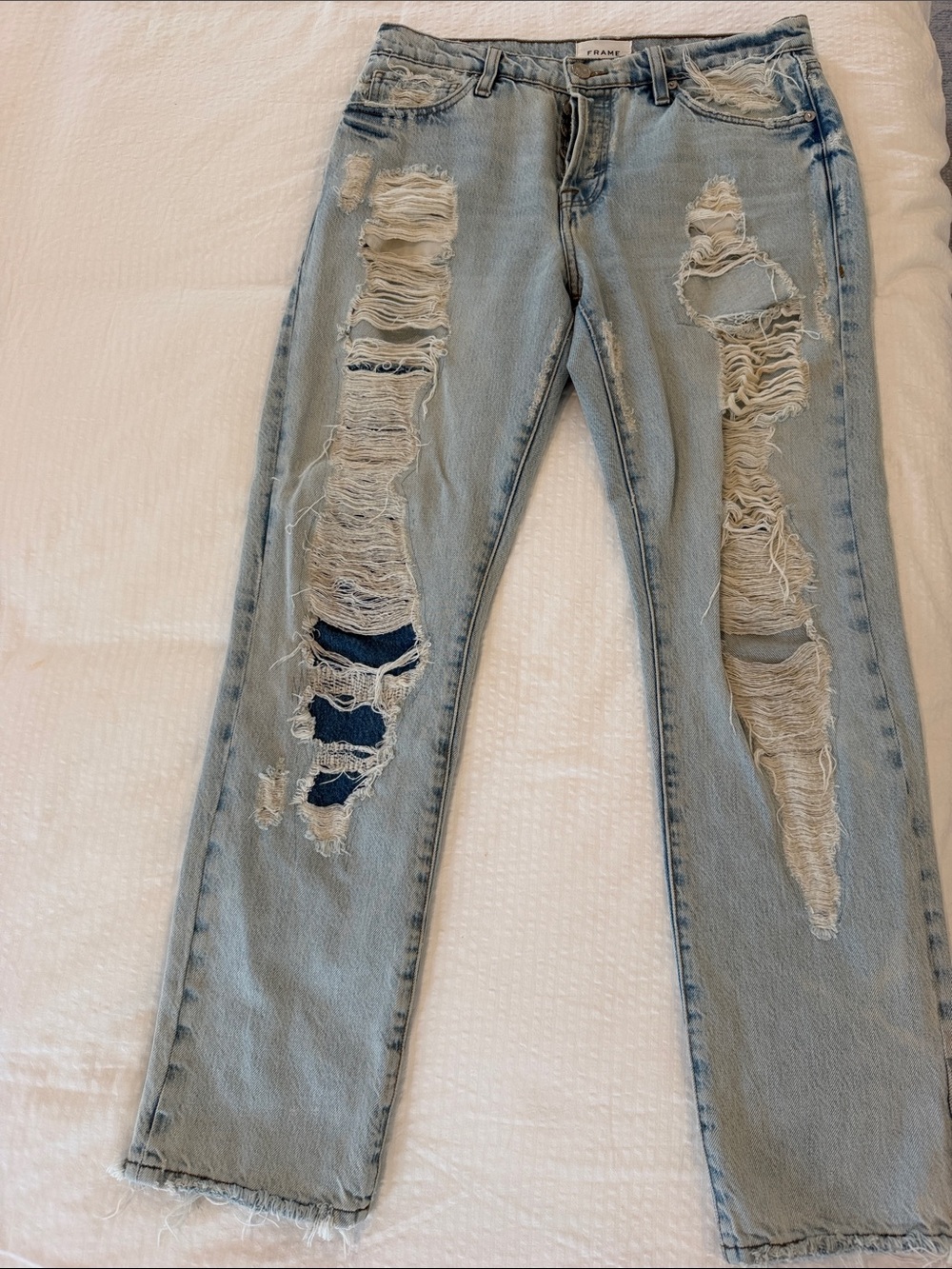 Frame Denim Women's Light Blue Distressed Boot Cut Jeans